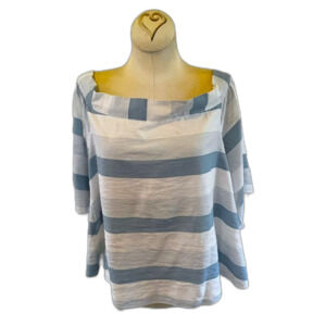 Sugar + Lips T7813 Off Shoulder Striped Flutter Sleeve Blouse Coastal Beachy